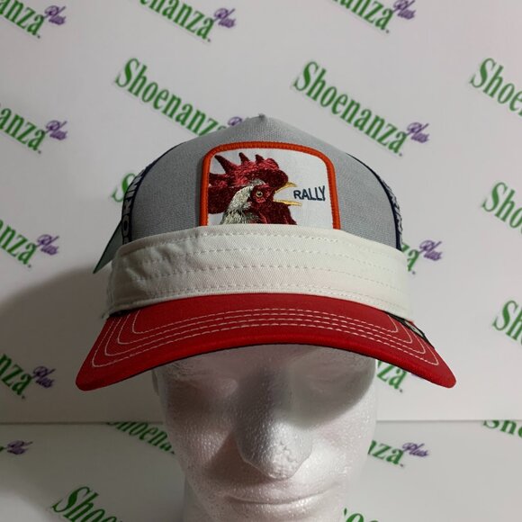 Goorin Bros Friday Drop The Farm Rally Rooster Cry Red Blue Trucker Hat Cap - Picture 1 of 8